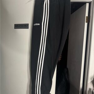 Adidas Kids Black Joggers with White Stripes